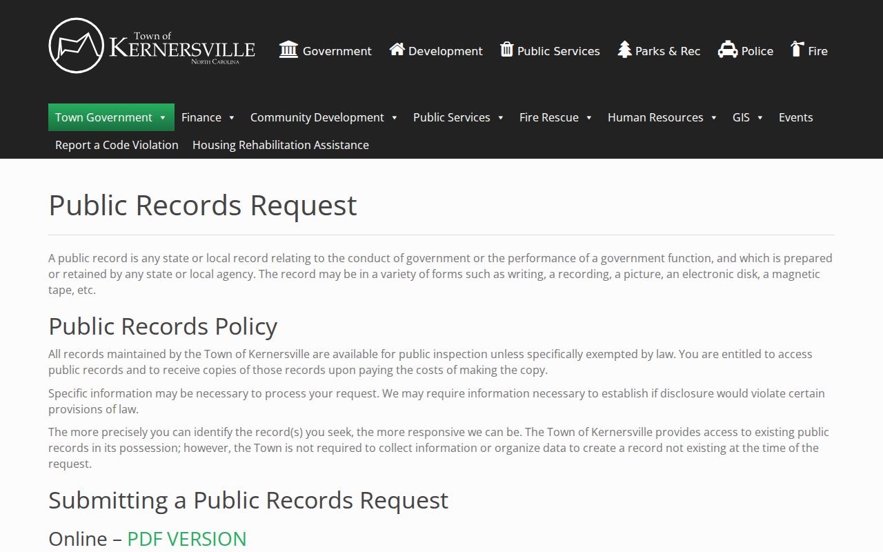 Kernersville residents directory public records request information