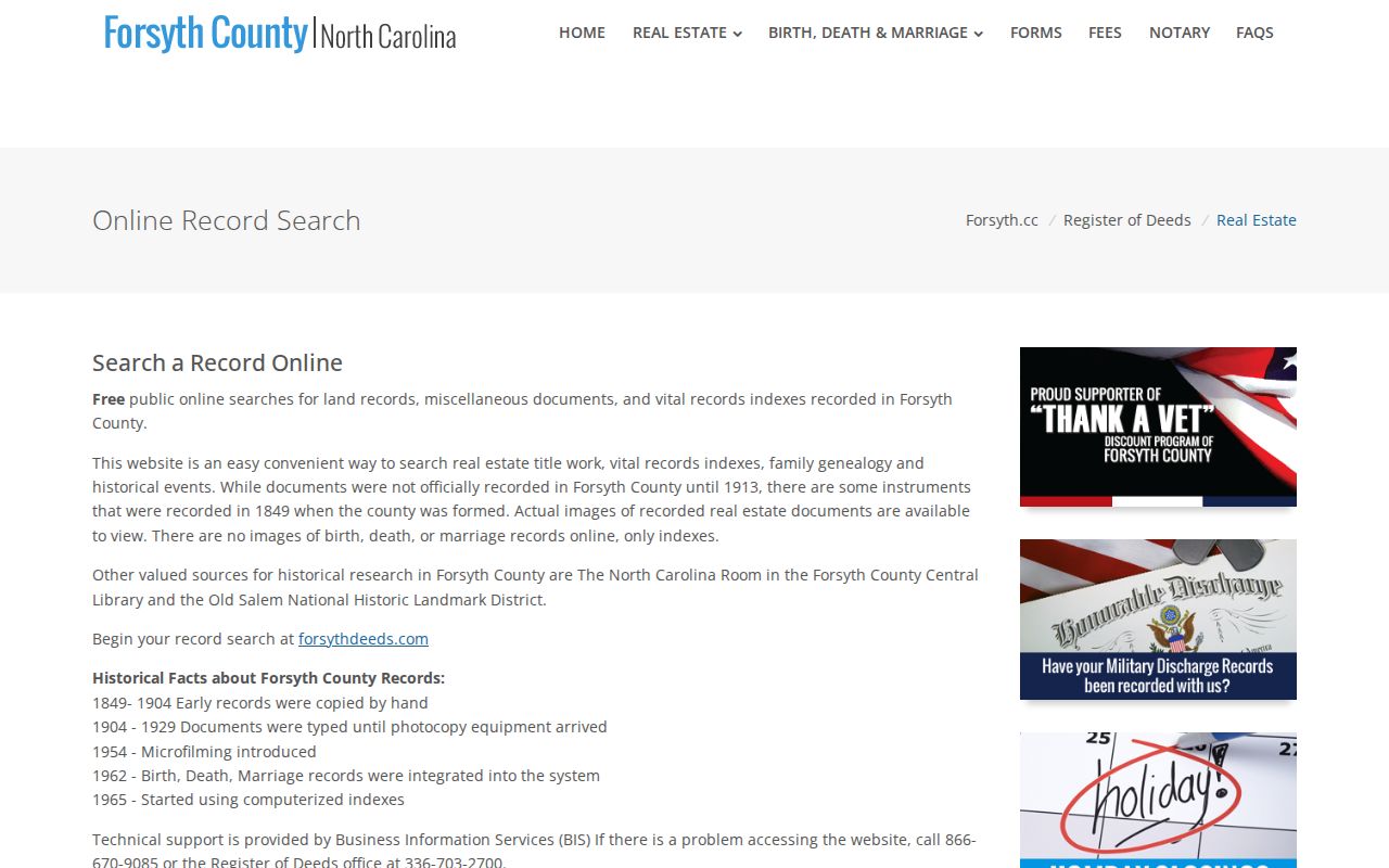 Kernersville previous residents Forsyth Register of Deeds online lookup choices