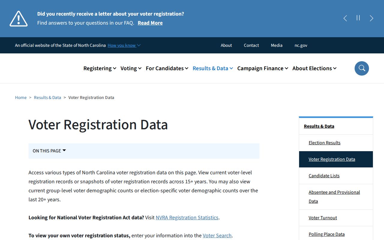 Kernersville resident lookup North Carolina voter data information