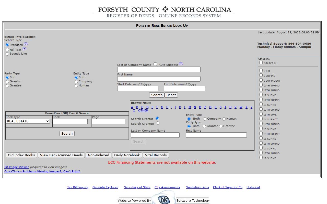 Kernersville street directory Forsyth deed index search controls