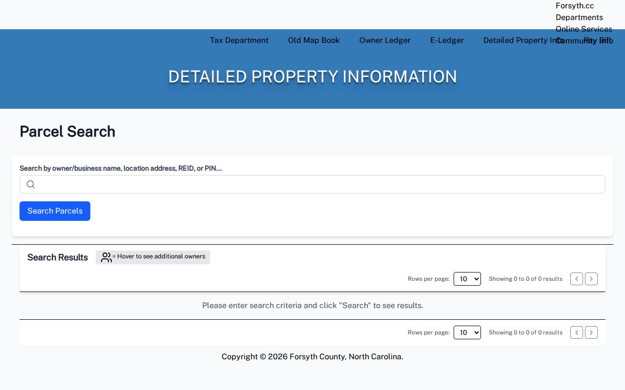Kernersville street directory Forsyth detailed property search fields